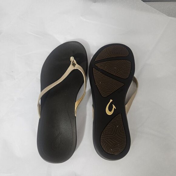 OluKai Womens Ho'Opio Sz 8 Leather Flip Flops Sandals - Picture 1 of 4